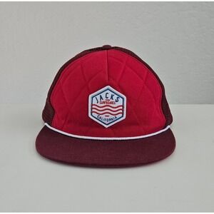 Jack's Surfboards Snapback Hat Mens Red Trucker Mesh Quilted Front California